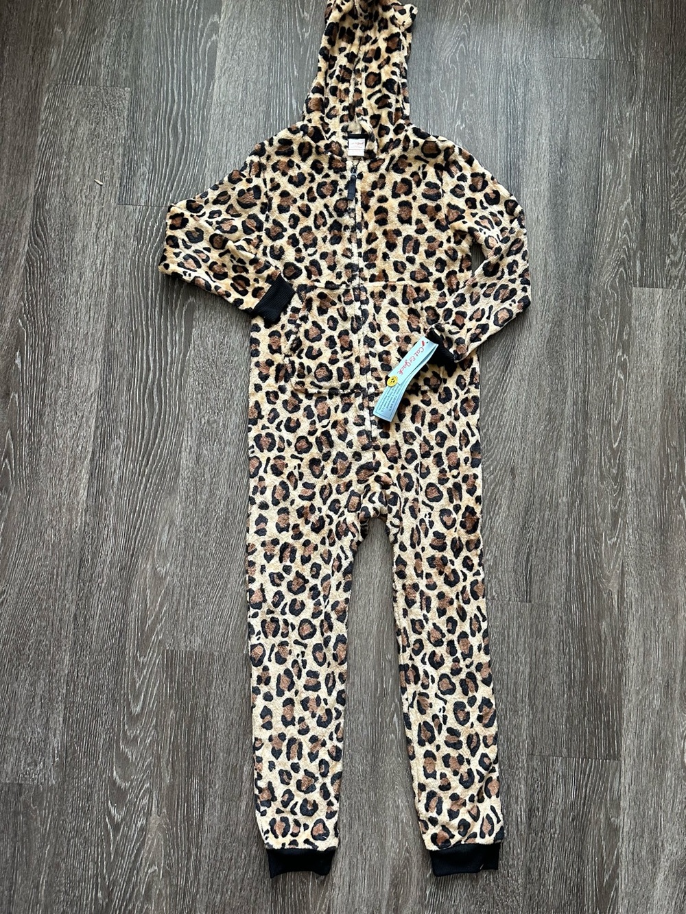 Cat & Jack Leopard-Print Hooded Onesie Size 10/12